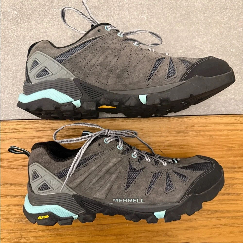 Merrell Capra Hiking Shoes Vibram Grey Blue Womens 9.5